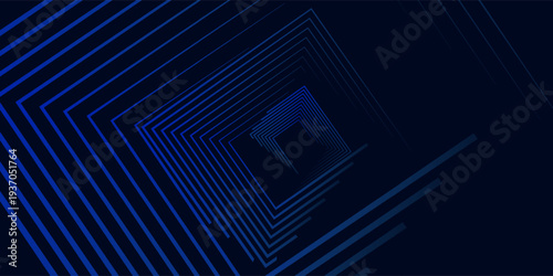 Futuristic abstract geometric background, multiple concentric square outlines rotated slightly and forming a deep tunnel perspective, minimalist tech design