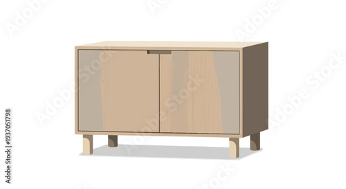 Modern Wooden Cabinet with Two Doors and Tapered Legs, Minimalist Furniture Design