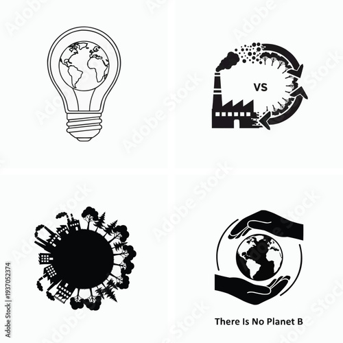 Environmental awareness icons representing ecofriendly concepts and sustainable living ideas