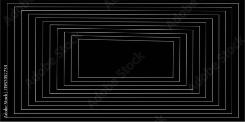 Futuristic perspective grid box. Abstract wireframe with white grid line on black background. Virtual reality landscape in 80s 90s digital style. Vector
