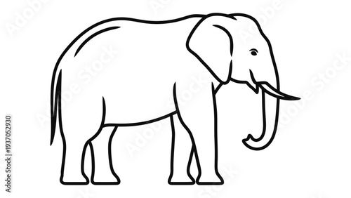 Elephant Silhouette: A clean, bold outline of a majestic elephant, perfect for design and illustrating the grandeur of these iconic creatures.