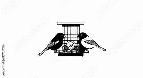Two birds at a seed feeder