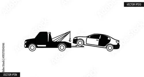 Tow truck carrying a damaged car