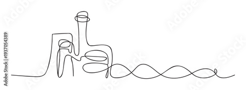 Minimalist continuous line drawing of elegant wine bottles, perfect for sophisticated branding, restaurant menus, or winery promotional materials and print collateral.