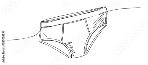 Simple and elegant one continuous line drawing of mens underwear briefs perfect for apparel advertising, clothing branding, or minimalist print material designs