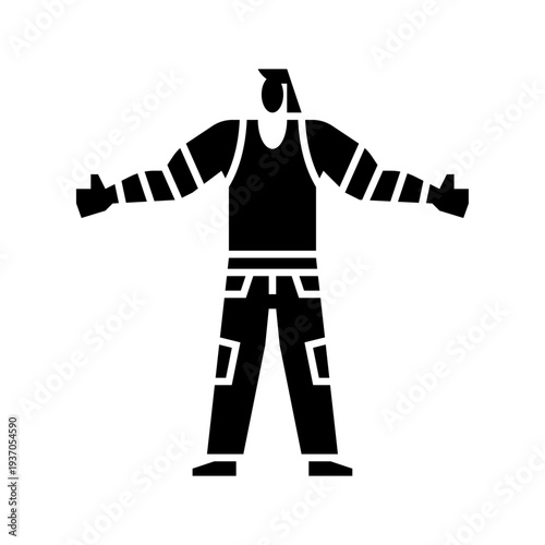 pro wrestler glyph icon. professional wrestling character illustration.