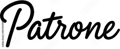 Bold black script text with a white background, abstract, stylish