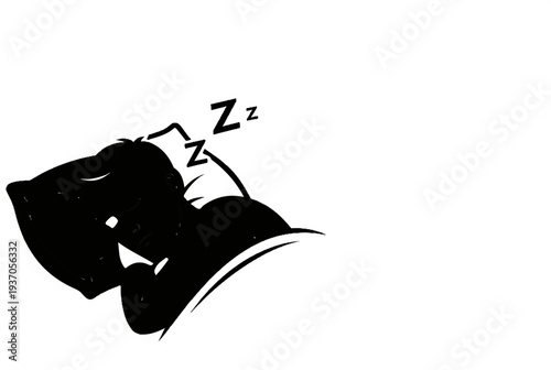 Silhouette of a person sleeping soundly on a pillow with Z's