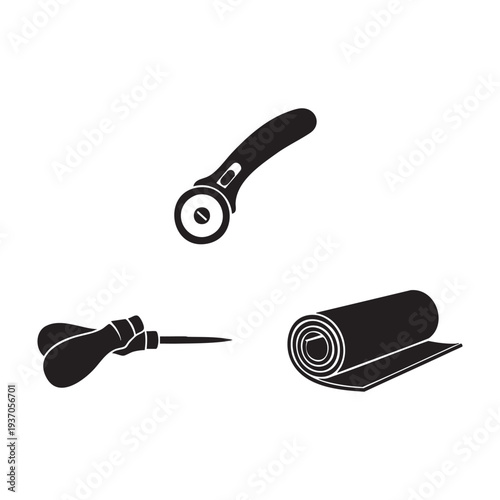 Traditional Leatherworking Rotary Cutter Awl and Rolled Leather Set