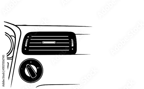 Close-up of a car's interior vent and control dial