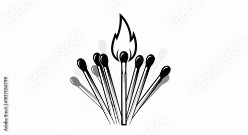 Illustration of burning and unlit matches fanned out with shadows