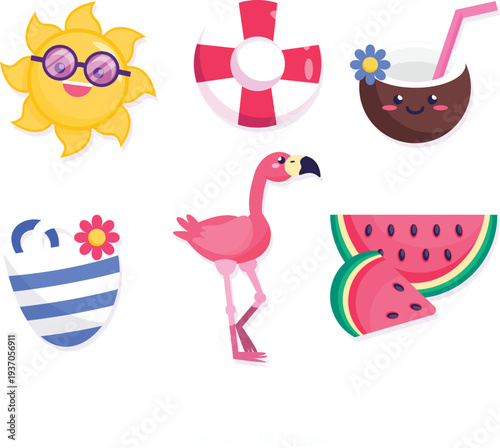 Bright tropical holiday graphics with refreshing cocktail glass vector