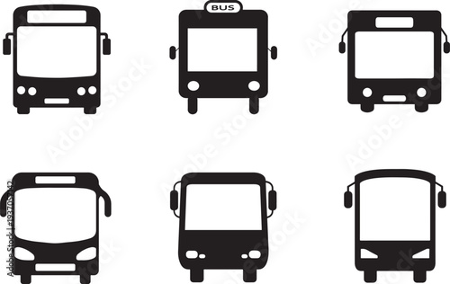 City passenger bus collection for web navigation and public transport interface design use