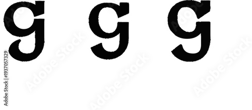Three black lowercase 'g' letters arranged horizontally