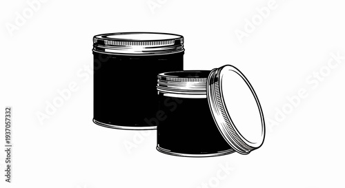 Two dark jars, one with lid ajar, against white background