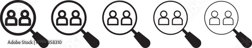 hiring icon set. Search job icon. vacancy sign. search people. Person avatar. Search profile icon. Human resources concept
