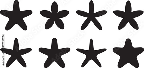 Nine black star shapes arranged in a grid pattern on a white background