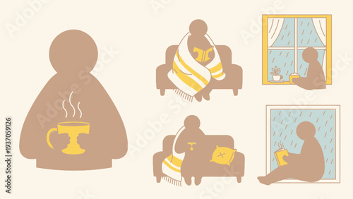 Cozy Person Enjoying Warm Drinks and Relaxation at Home.