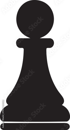 Chess Pawn Piece Black Vector Icon Isolated on Transparent Background