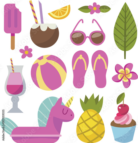 Seaside tourism icons for travel agency branding and flyers vector