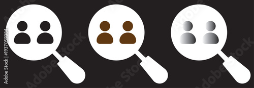 hiring icon set. Search job icon. vacancy sign. search people. Person avatar. Search profile icon. Human resources concept
