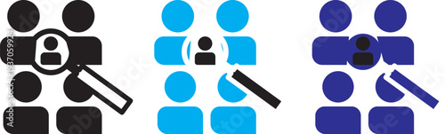 hiring icon set. Search job icon. vacancy sign. search people. Person avatar. Search profile icon. Human resources concept
