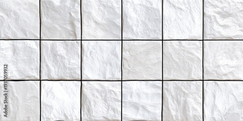 Rectangular white stone tiles arranged in a grid with black grout lines, creating a textured pattern