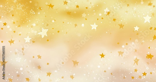 Golden abstract background with sparkling stars and dots, dreamy and festive