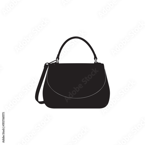 Black purse silhouette vector illustration on white background
