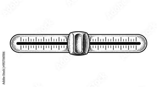 Buckle strap watch band with adjustment holes vector engraving style on white isolated background for fashion accessory label design