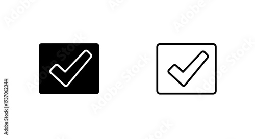 Check Mark Icon Set: Solid and Outline, Success Confirmation Symbols