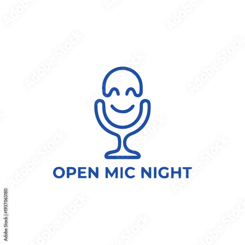 Open Mic Night Logo Minimal Microphone Comedy Show