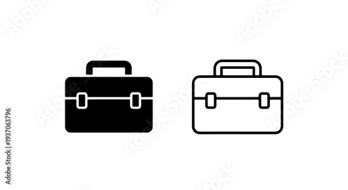 Business Briefcase Icon with Clasps