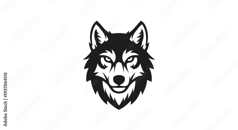 Obraz premium Black and white wolf head icon