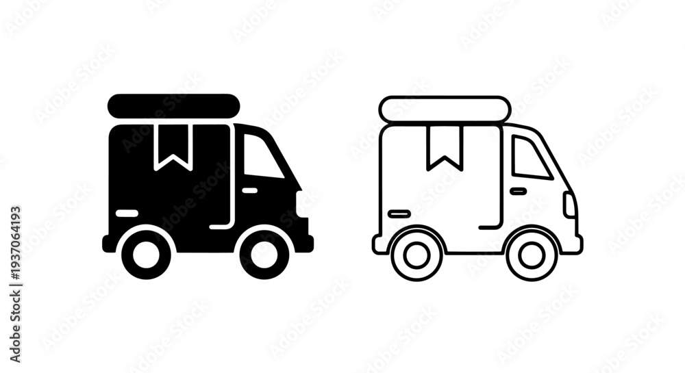 Naklejka premium Cargo Van Icon: Silhouette and Outline, Delivery Service Symbol