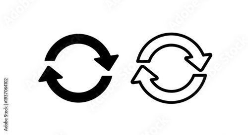 Cycle Arrows Icon Set: Solid and Outline for Repeat and Refresh