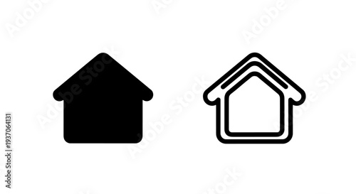 House Icon Set: Solid and Outline for Home, Building, and Real Estate
