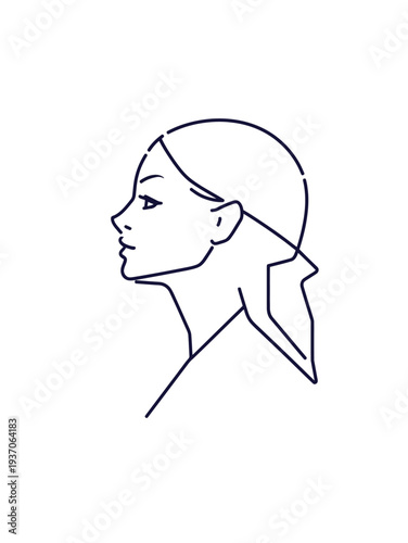 Graceful minimalist line art profile of a modern woman, symbolizing empowerment and progress, ideal for celebrating International Women's Day with a serene graphic design