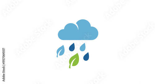 Weather icon with rain and cloud.