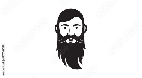 A minimalist illustration of a man with a beard and mustache.