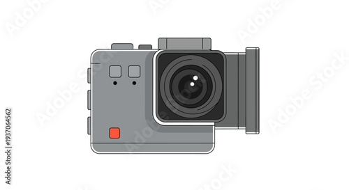 A gray digital camera on white.