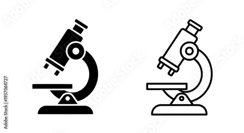 Modern Microscope Icons for Scientific Research and Education