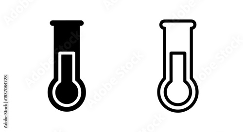 Thermometer Icons for Temperature Measurement and Health Monitoring