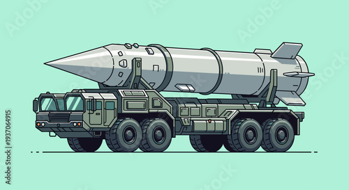 Military Missile Transporter Vehicle Illustration.
