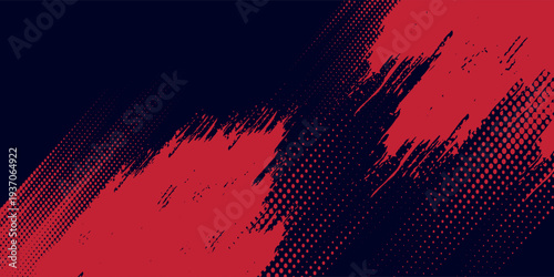 Red halftone dots blue color pattern gradient grunge texture background. Dot pop art comic sport style vector illustration.