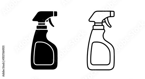 Cleaning Spray Bottle Icon Set: Household Disinfectant Chemical Symbol Vector