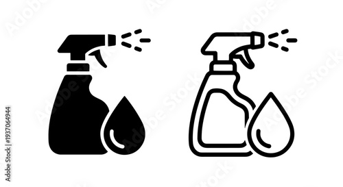 Spray Bottle Icon with Spray and Liquid Drop Effect