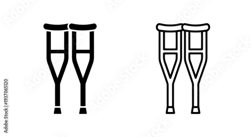 Medical Crutches Icon for Injury Recovery and Mobility Aid