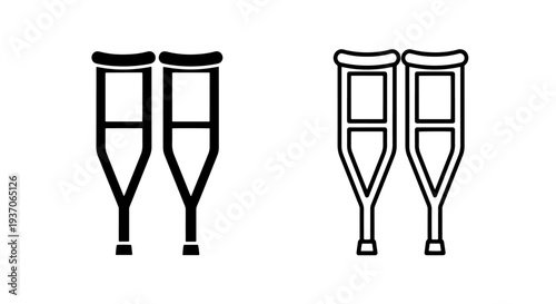 Healthcare Crutches Icon for Patient Support and Walking Aid