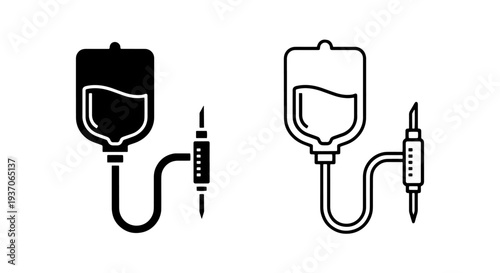IV Drip Infusion Bag Icon for Medical Treatment Healthcare